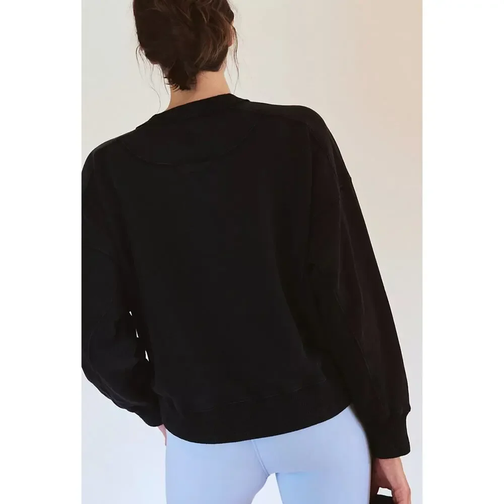 NWT Free People Hatch Maternity Intercept Crewneck Sweatshirt - Black, Small